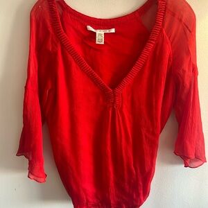 Diane Von Furstenberg Red Silk Blouse Size 12